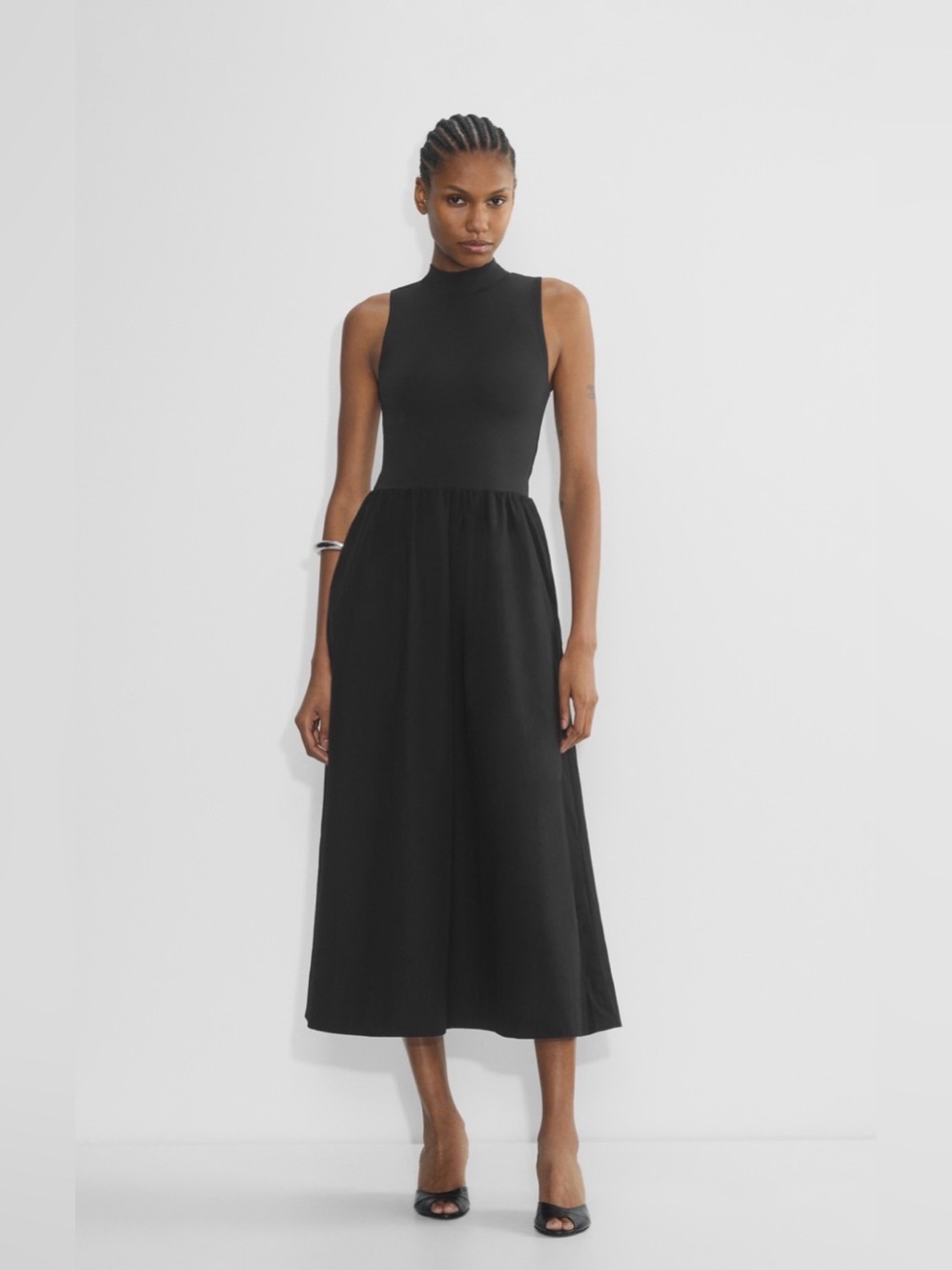 Babaton Aritzia Black Rotary Sleeveless Mockneck Dress Fit ‘n Flare